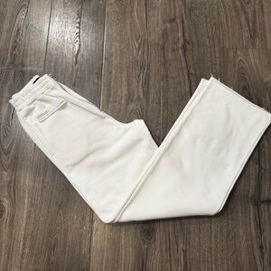 YUYU Women's White Track Pants sweatpants size small front zipper pockets